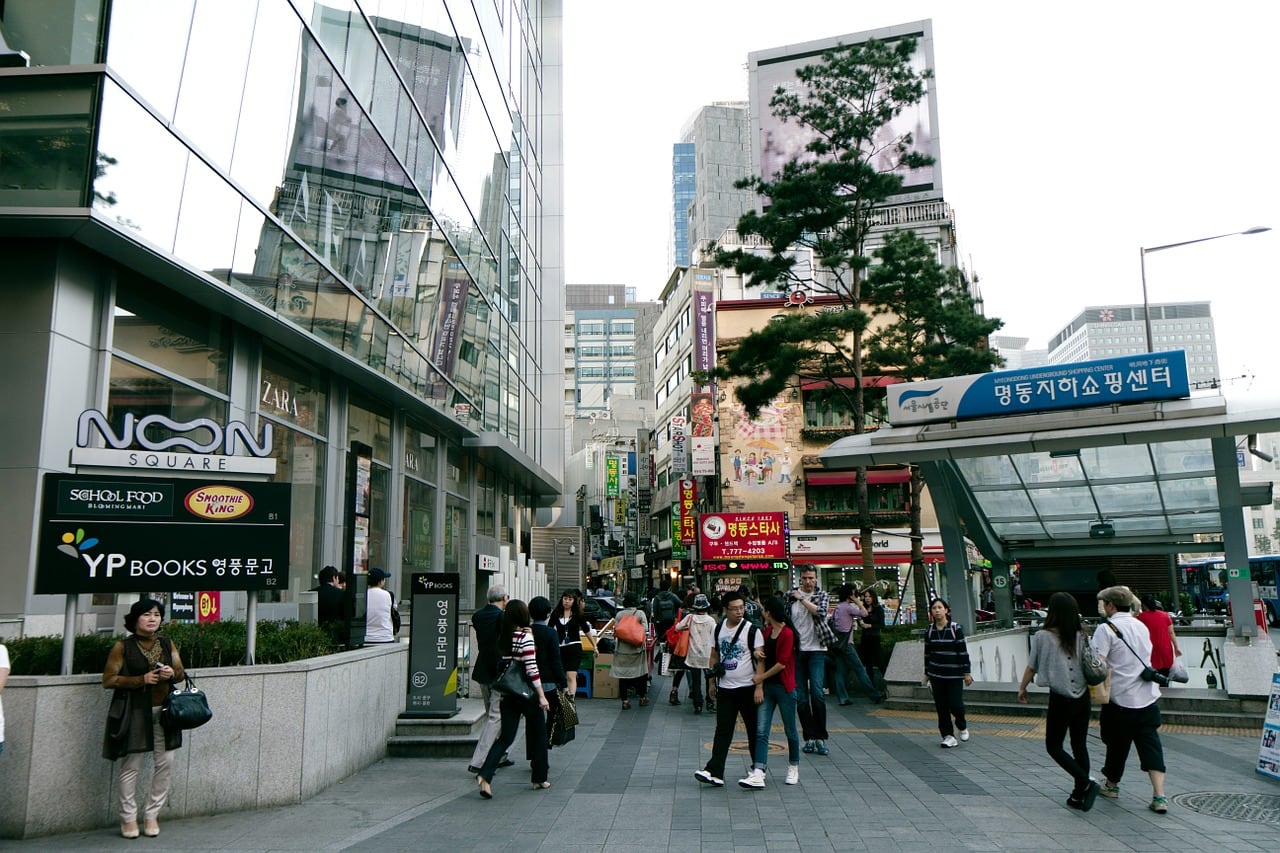 The entrance to Myeongdong