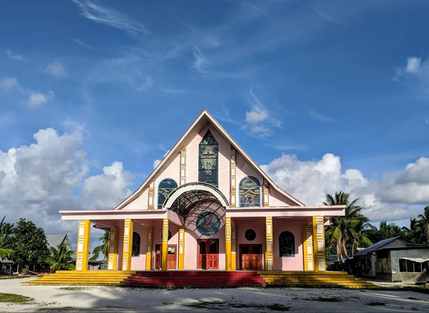 Colorful churches in Kiribati