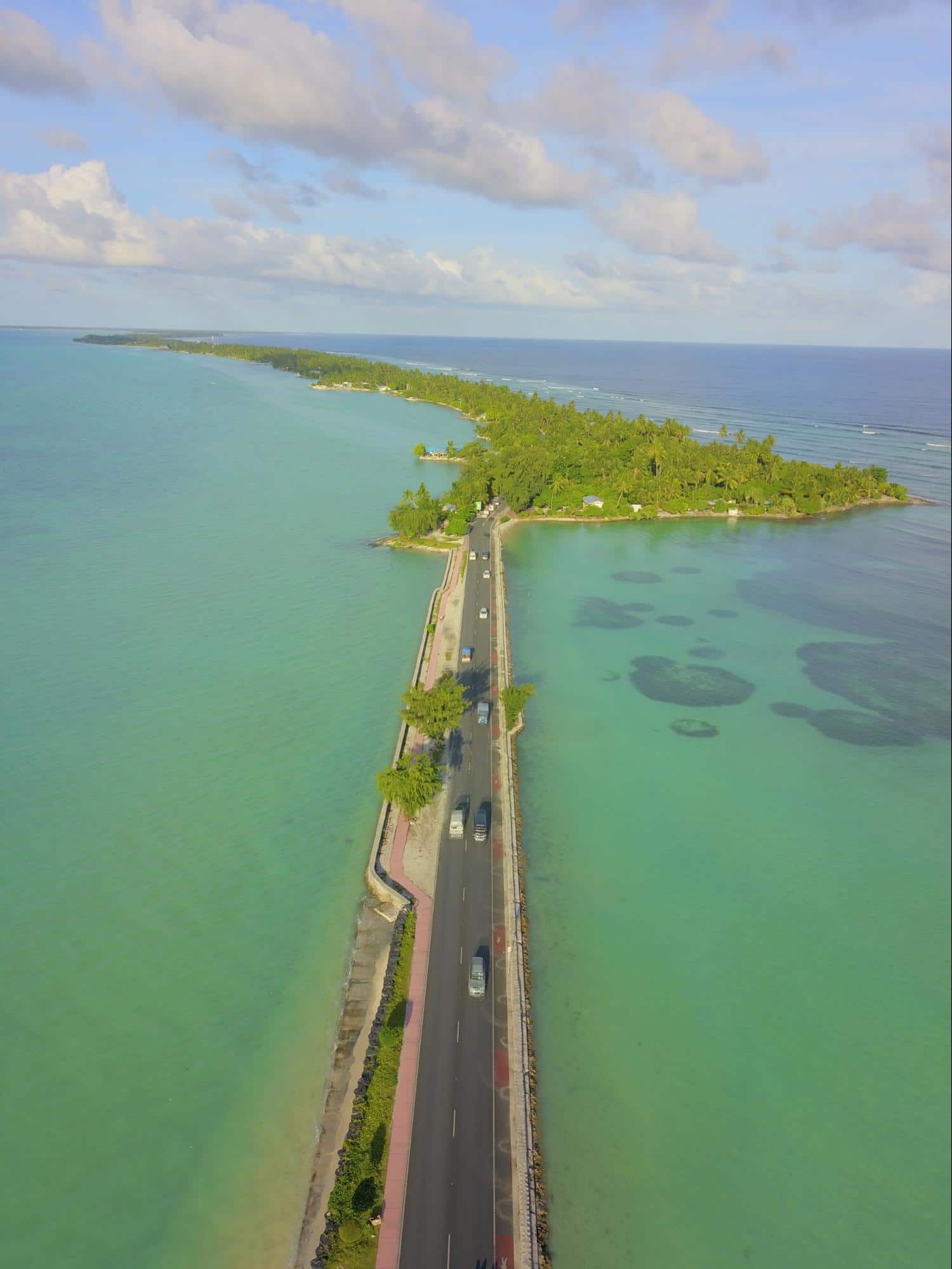 One of the recently constructed causeways in Kiribati