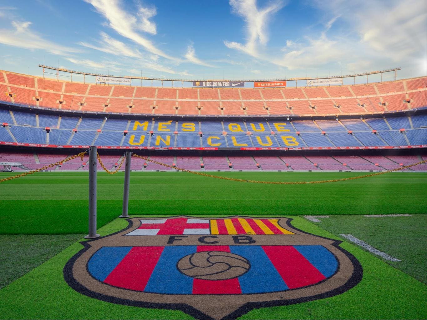 Camp Nou badge and stadium