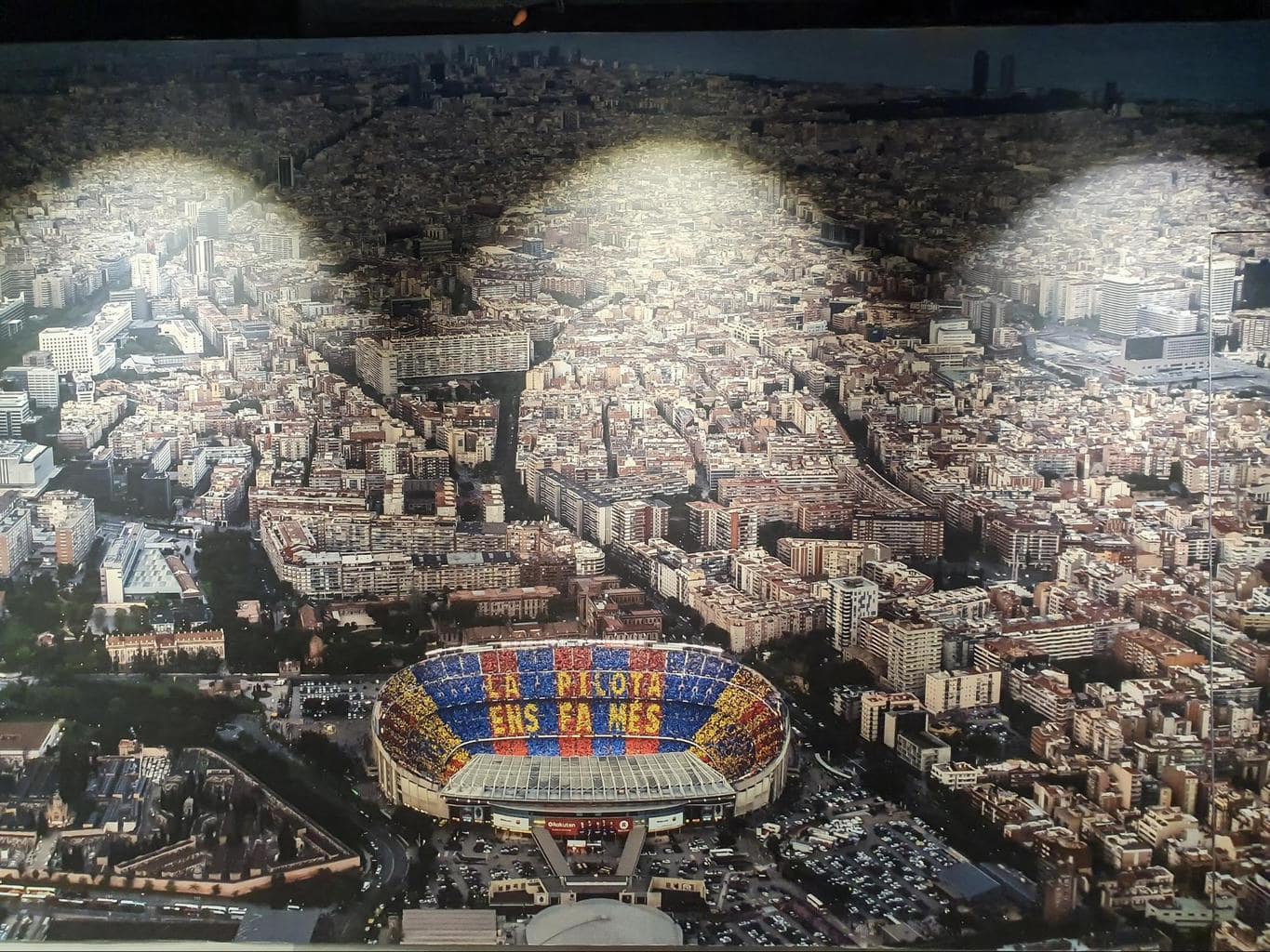 Camp Nou in the middle of Les Corts district