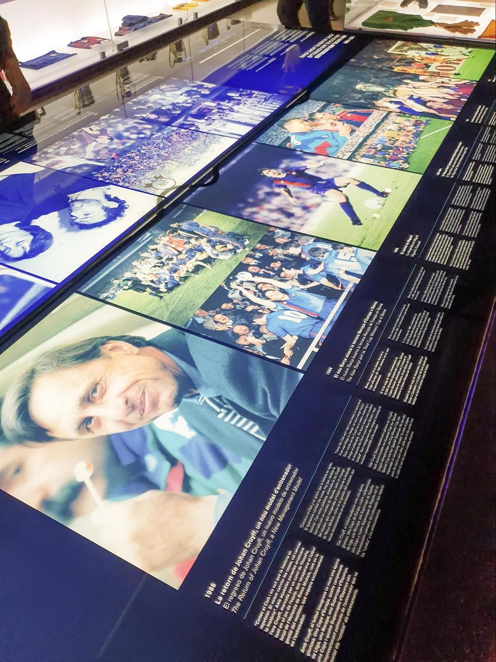 Some of the exhibits, objects and interactive screens at Camp Nou Museum 01